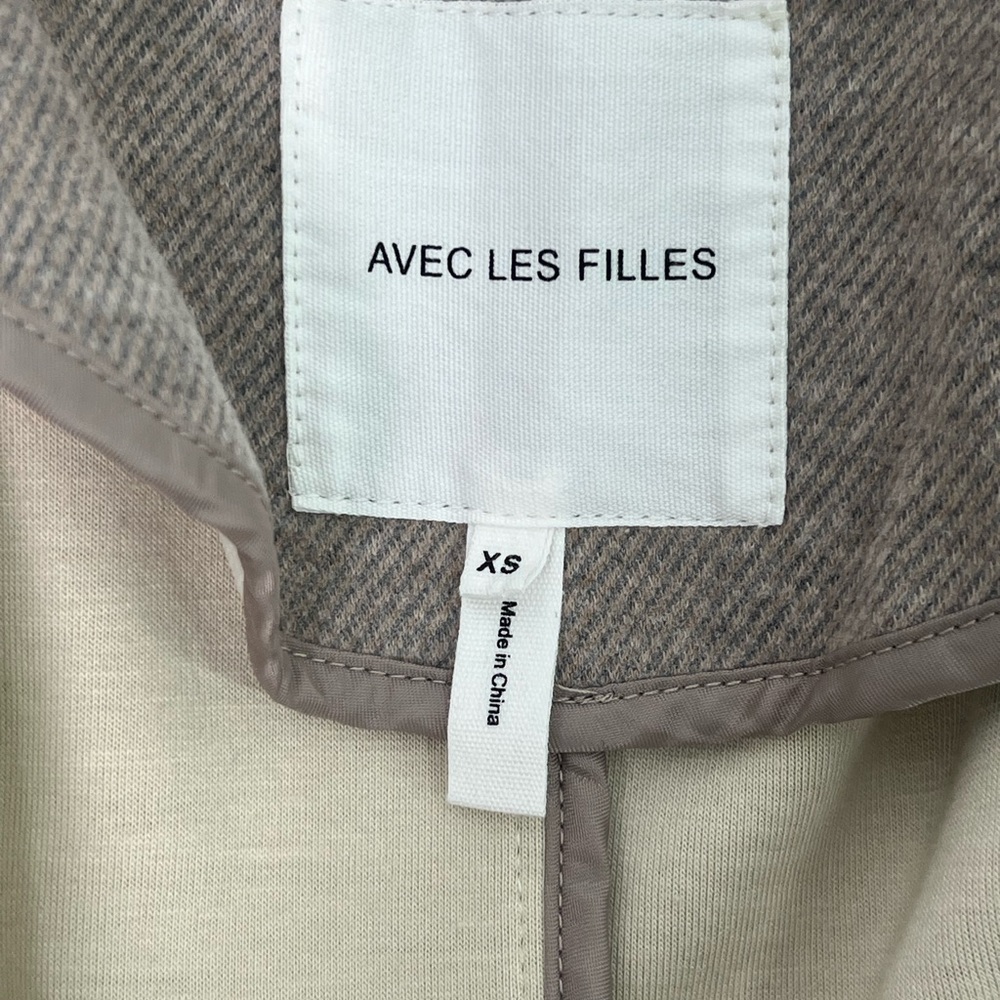 Anthropologie Avec Les Filles Tan Taupe Bow Fitted Blazer Jacket XS Extra Small - Picture 8 of 10